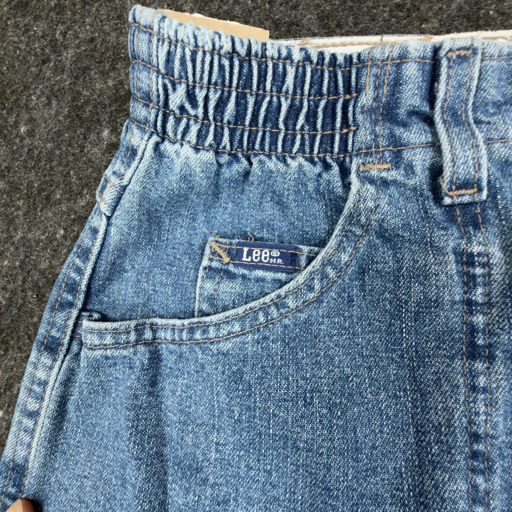 Lee Vintage 90s Side Elastic Utility Jeans Womens 8 M Blue Denim Made in USA NWT - take2supply