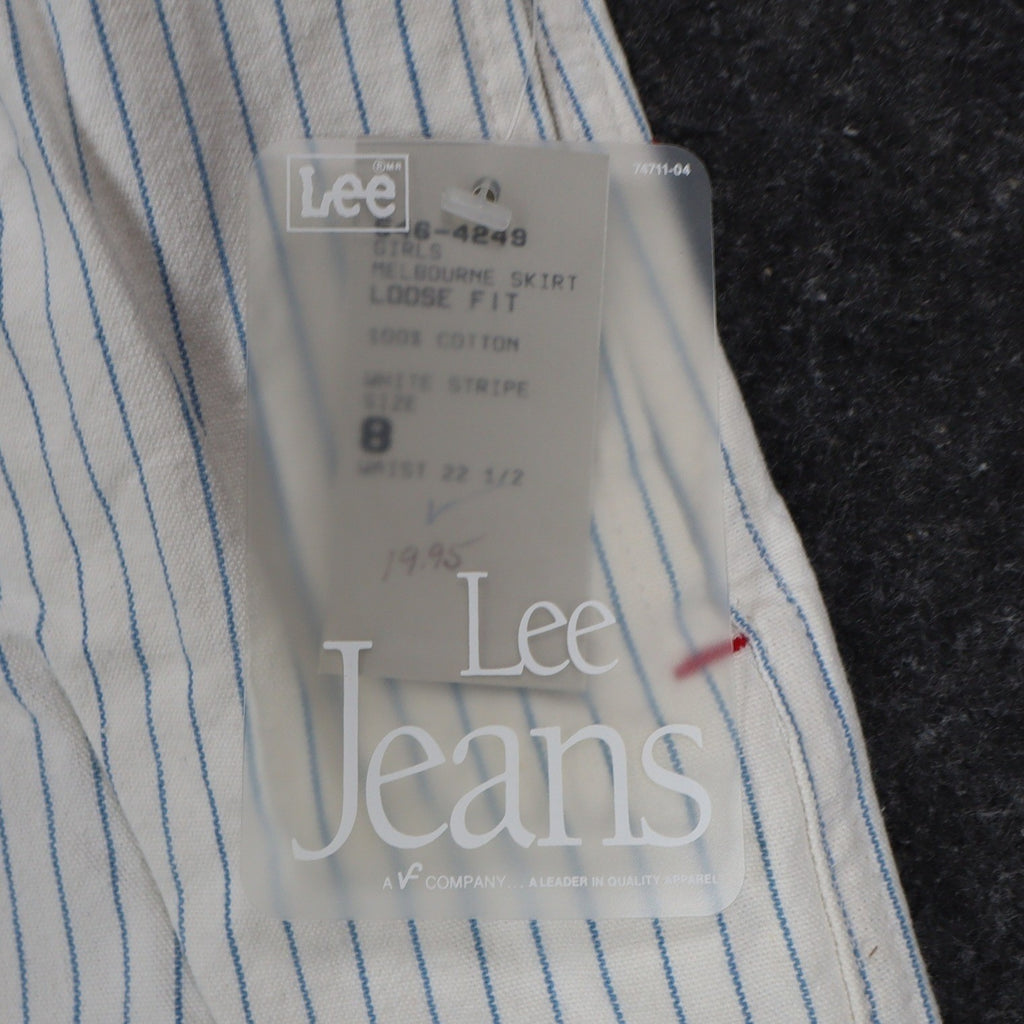 Lee Melbourne Skirt Shorts Girls 8 Vintage 90s White Blue Stripe Paperbag Waist - take2supply