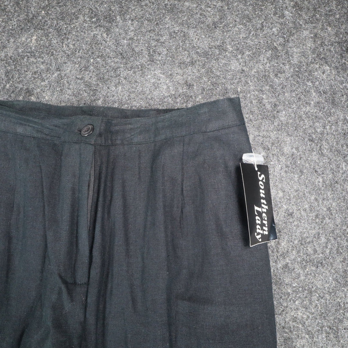 Southern Lady Linen Rayon Pants Womens 12 Black Wide Leg Pleated Trousers 553M - take2supply