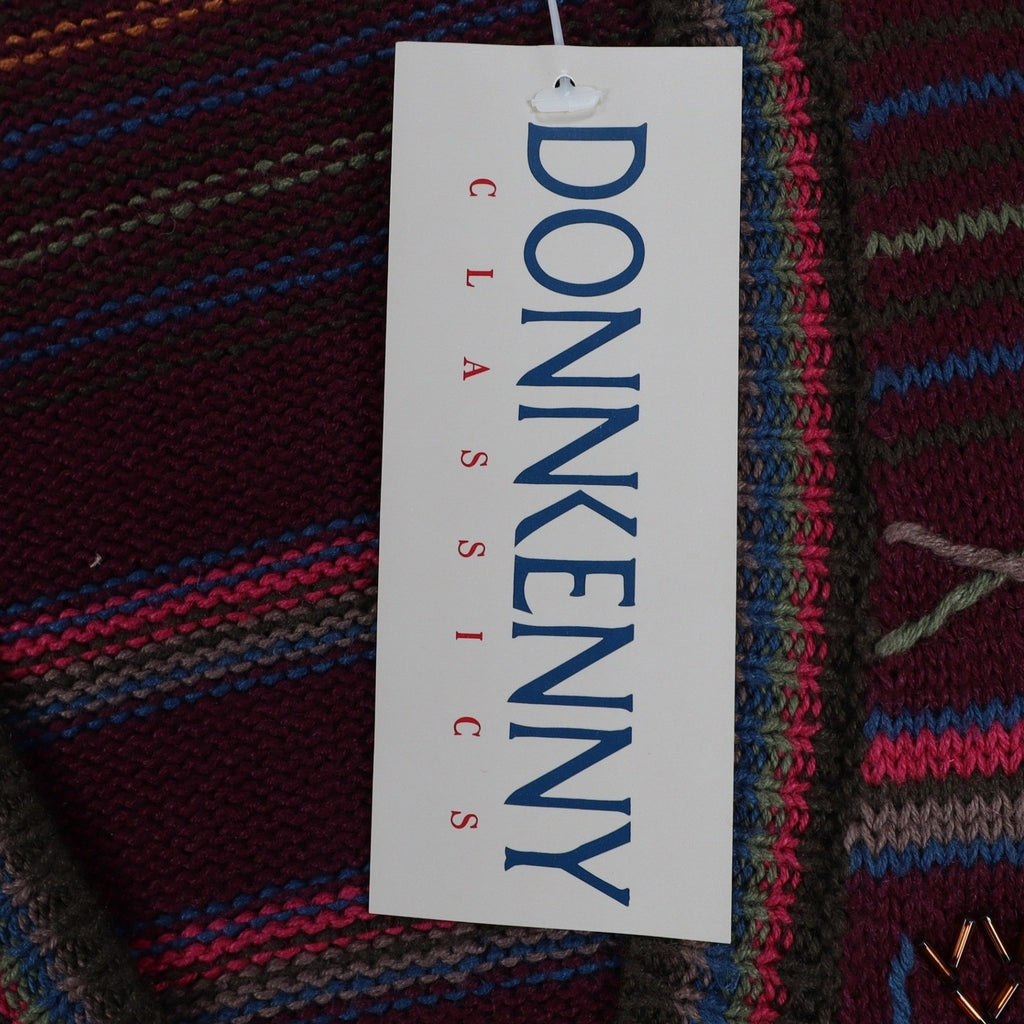 Donnkenny Sweater Vest Womens M Vintage 90s Burgundy Beaded Fair Isle Cotton - take2supply