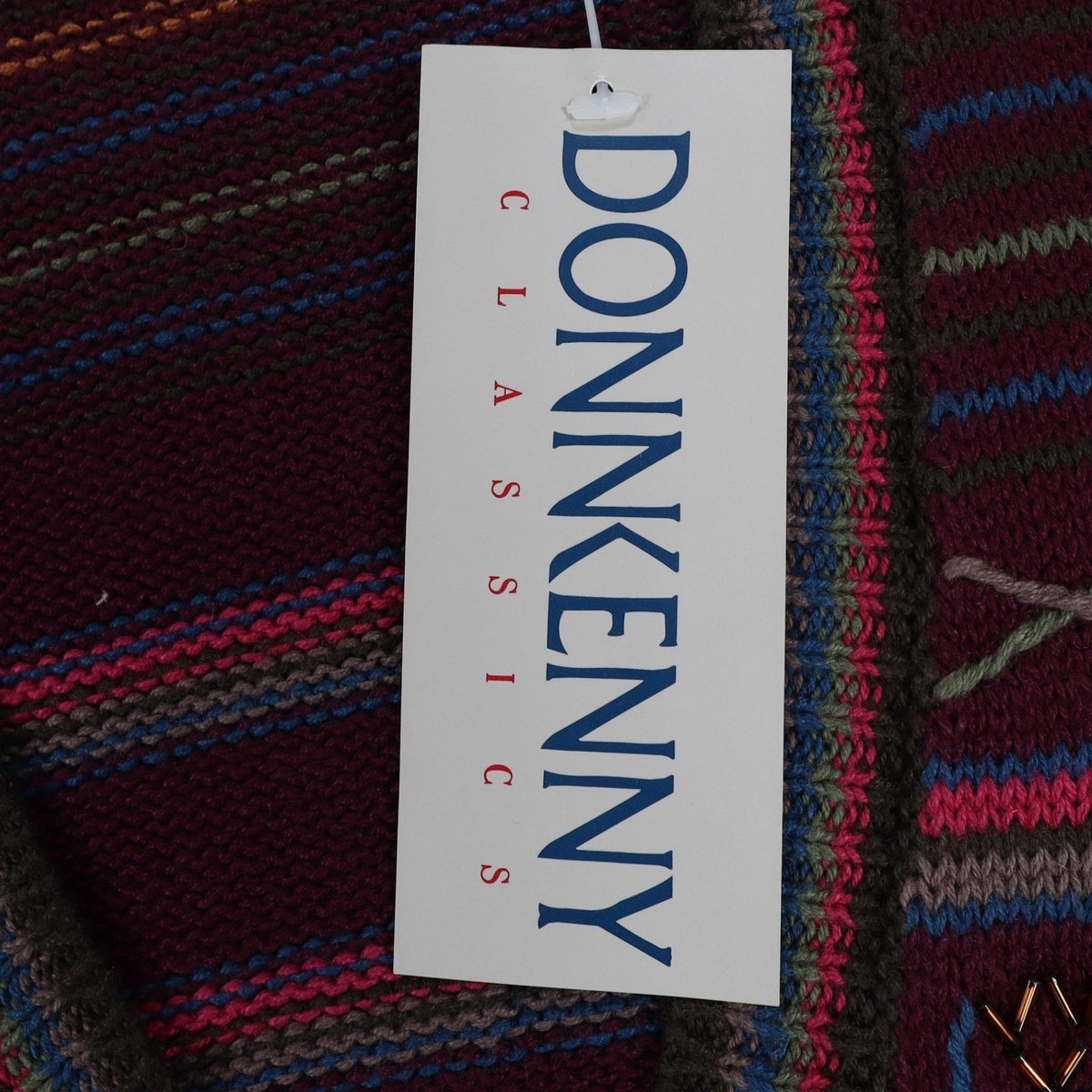 Donnkenny Sweater Vest Womens M Vintage 90s Burgundy Beaded Fair Isle Cotton - take2supply