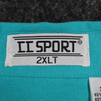 CC Sport Polo Shirt Mens 2XLT Vintage 90s Teal Cotton Blend Banded Bottom NWT - take2supply