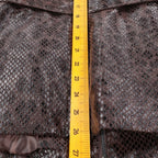 Erin London Snakeskin Print Belted Jacket Womens Size M Brown Faux Leather Zip - take2supply