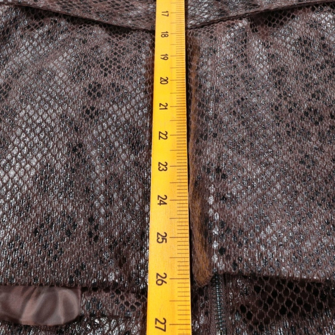 Erin London Snakeskin Print Belted Jacket Womens Size M Brown Faux Leather Zip - take2supply