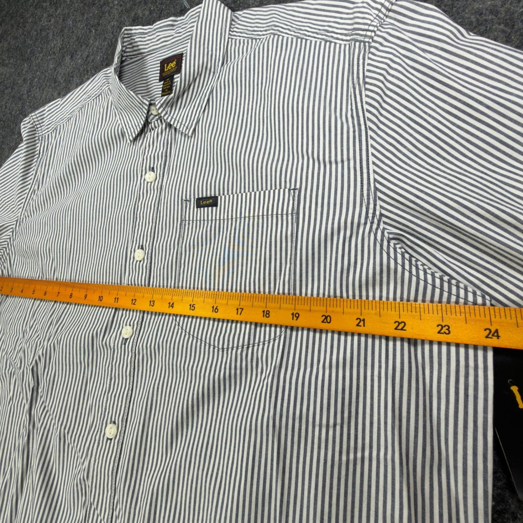 Lee Men XL Ecru Stripe Button Down Shirt Long Sleeve Cotton Stretch NWT C451 - take2supply