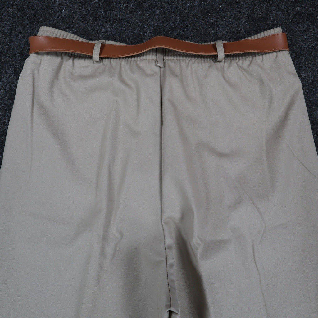 Donnkenny Pleated Trousers Womens 10 Vintage 90s Khaki Cotton Belted Chinos USA - take2supply