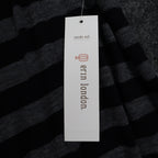 Erin London Open Front Vest Womens Large Black Grey Striped Draped Waterfall Hem - take2supply