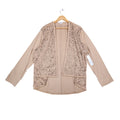 Erin London Open Front Jacket Womens Large Tan Faux Suede Laser Cut Eyelet NEW - take2supply