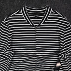 Links Womens L Black White Striped Full Zip Knit Jacket Stretch NWT - take2supply
