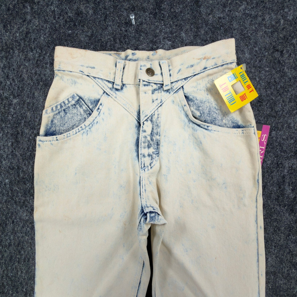 Lee 80s Vintage Marin Riders Jeans Girls 12 Acid Wash Yellow NWT C508 - take2supply