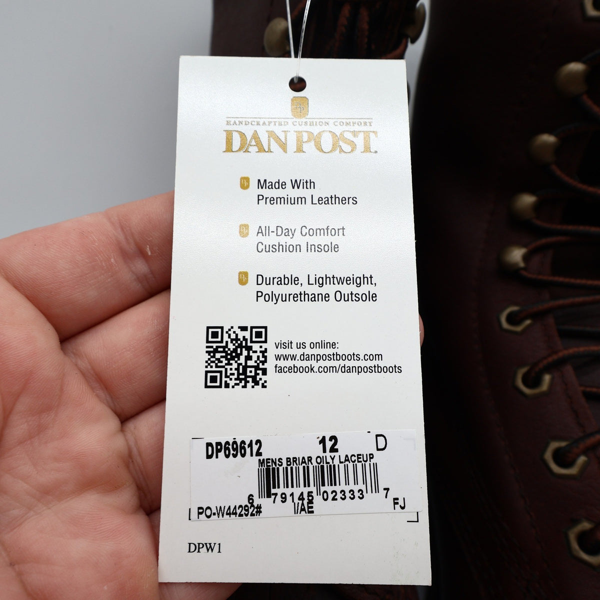 Dan Post Lace Up Work Boots Mens 12D Brown Oily Leather Kiltie DP69612 NWT - take2supply