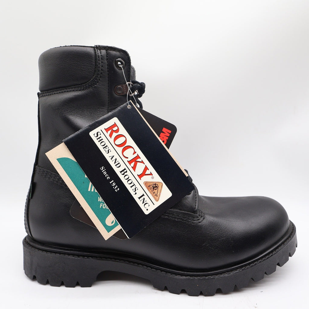 Rocky 1950 8" Collar Boot Mens 9.5 Black Leather Waterproof Insulated NIB - take2supply