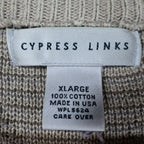 Cypress Links Sweater Vest Mens XL Tan Cotton Argyle Golf Knit Sleeveless V-Neck - take2supply