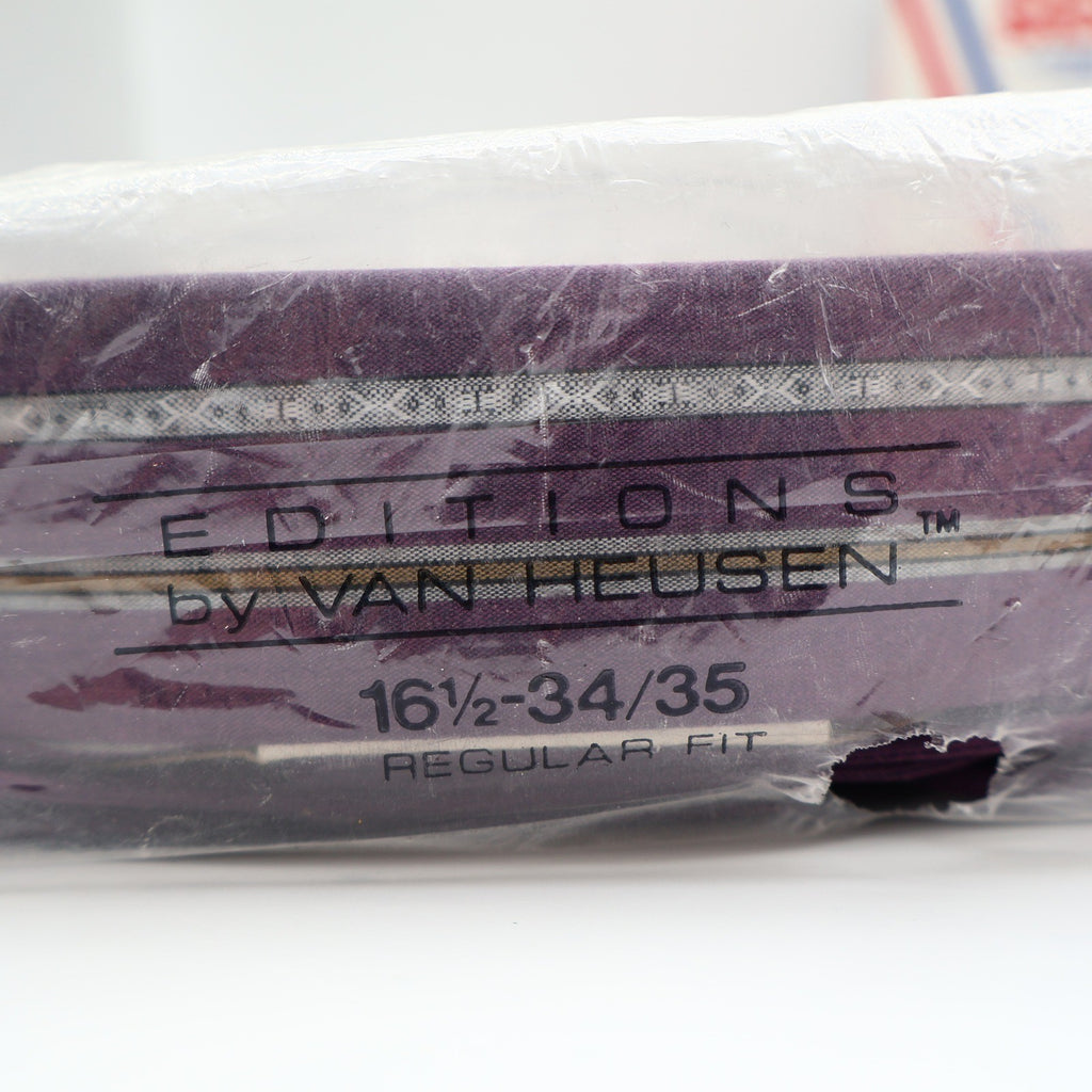 Van Heusen Dress Shirt Mens 16.5 34/35 Vintage Y2K Purple Striped Deadstock NIP - take2supply