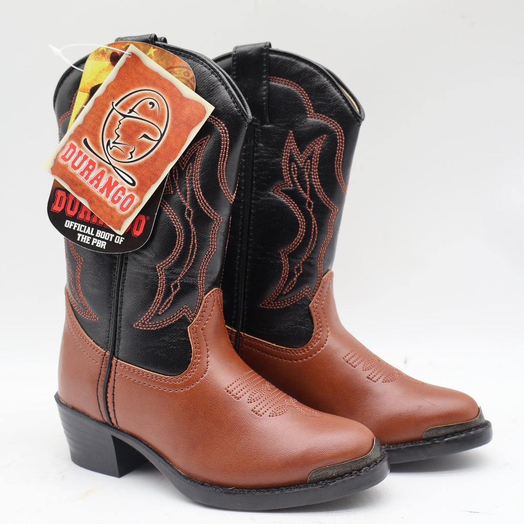 Durango Western Cowboy Boots Kids 10 D Rust Brown Black PBR BT464 New - take2supply