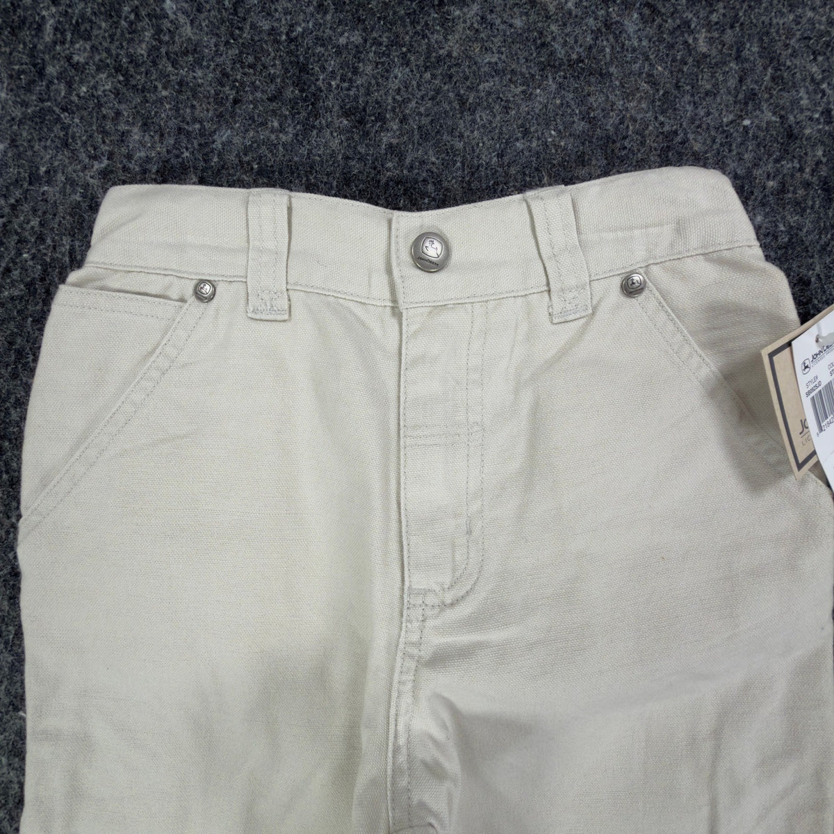 John Deere Y2K Carpenter Shorts Boys 6 Stone Cotton Canvas NWT Deadstock - take2supply