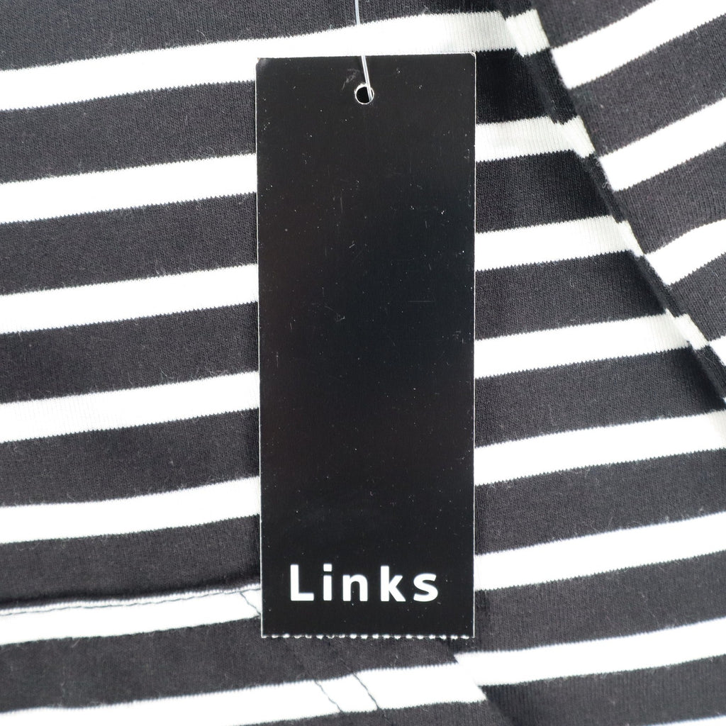 Links Womens S Black White Striped Full Zip Knit Jacket Stretch NWT - take2supply