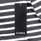 Links Womens S Black White Striped Full Zip Knit Jacket Stretch NWT - take2supply