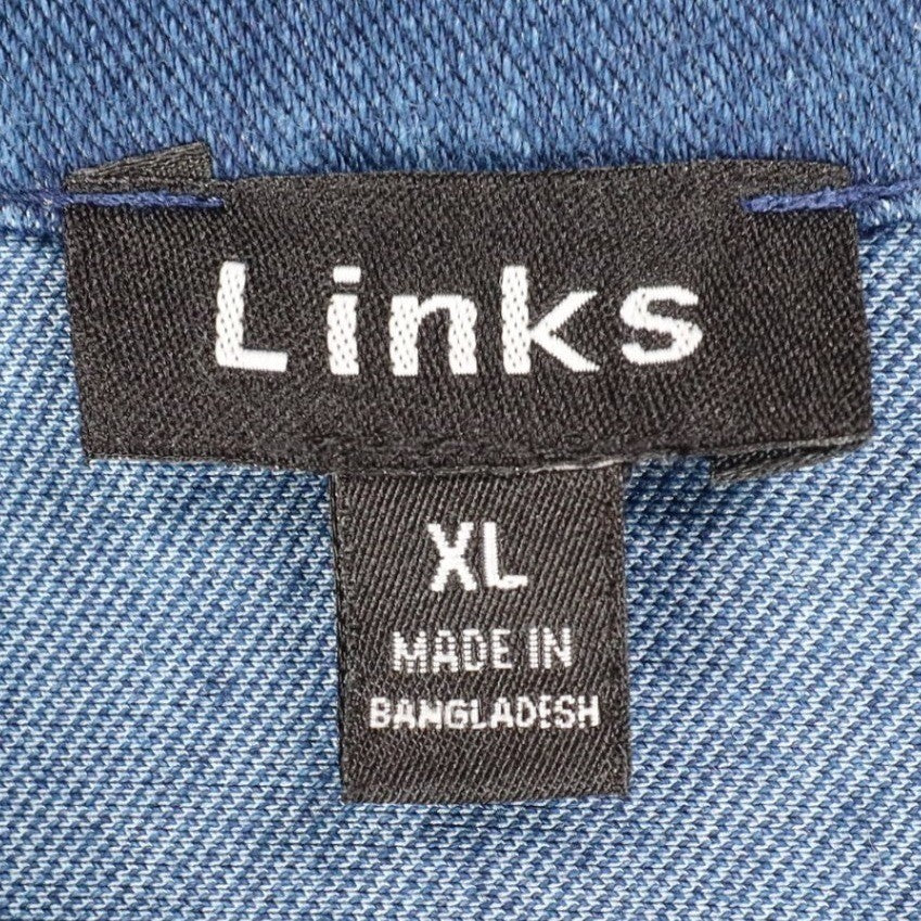 Links Denim Vest Womens XL Blue Stretch Button Front Sleeveless Jean Jacket NEW - take2supply