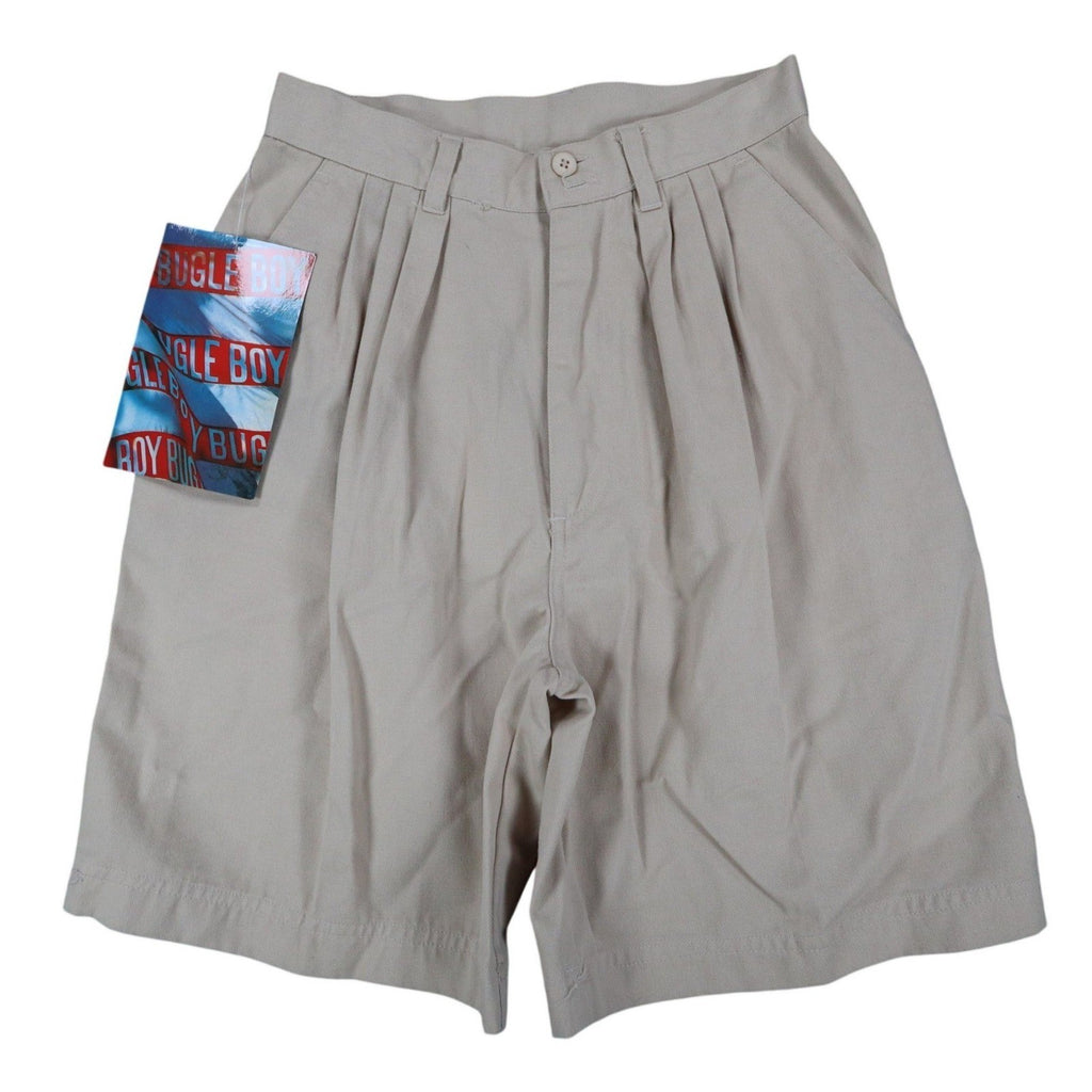 Bugle Boy Pleated Shorts Womens 9 Vintage 90s Beige Cotton Blend NWT Deadstock - take2supply