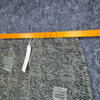 She + Sky Snake Print Mini Skirt Womens Medium Green Cotton Distressed NWT - take2supply
