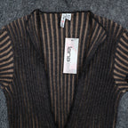 Lanalee Chic Knits Cardigan Vest Womens Medium Y2K Taupe Ribbed Buckle Front NEW - take2supply