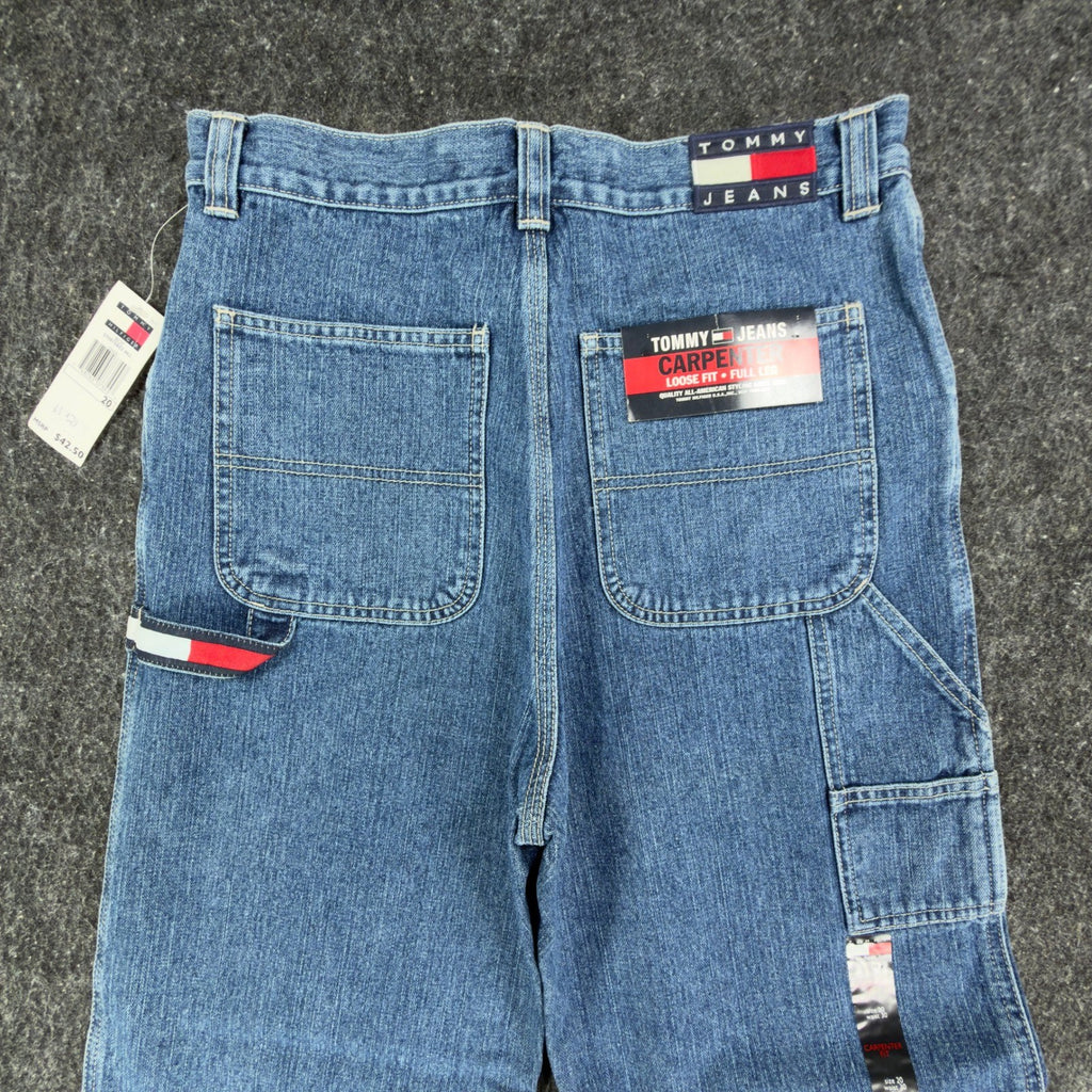Tommy Hilfiger Y2K Carpenter Jeans Boy 20 Blue Cotton NWT Vintage 2003 Deadstock - take2supply