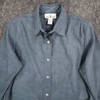 Erin London Women Small Blue Embossed Paisley Button Up Shirt Long Sleeve 81553 - take2supply