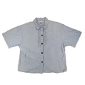 New Expressions Shirt Womens Medium Vintage Blue Cotton Ruffle Short Sleeve USA - take2supply