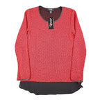 Dusak Designs Tunic Sweater Womens S Red Black Textured Knit Layered Hem Canada - take2supply