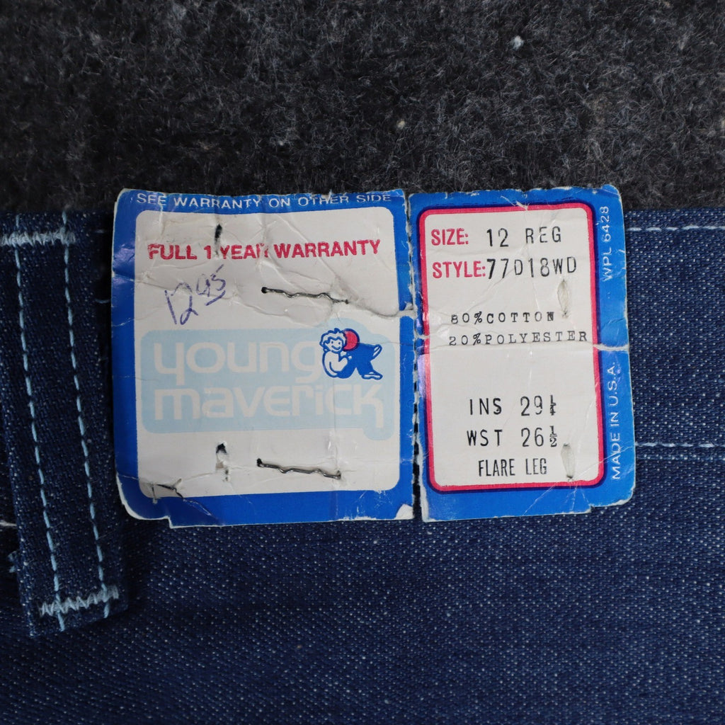 Vintage Young Maverick Jeans Boys 12 Regular Blue Flare White Stitch USA NWT - take2supply