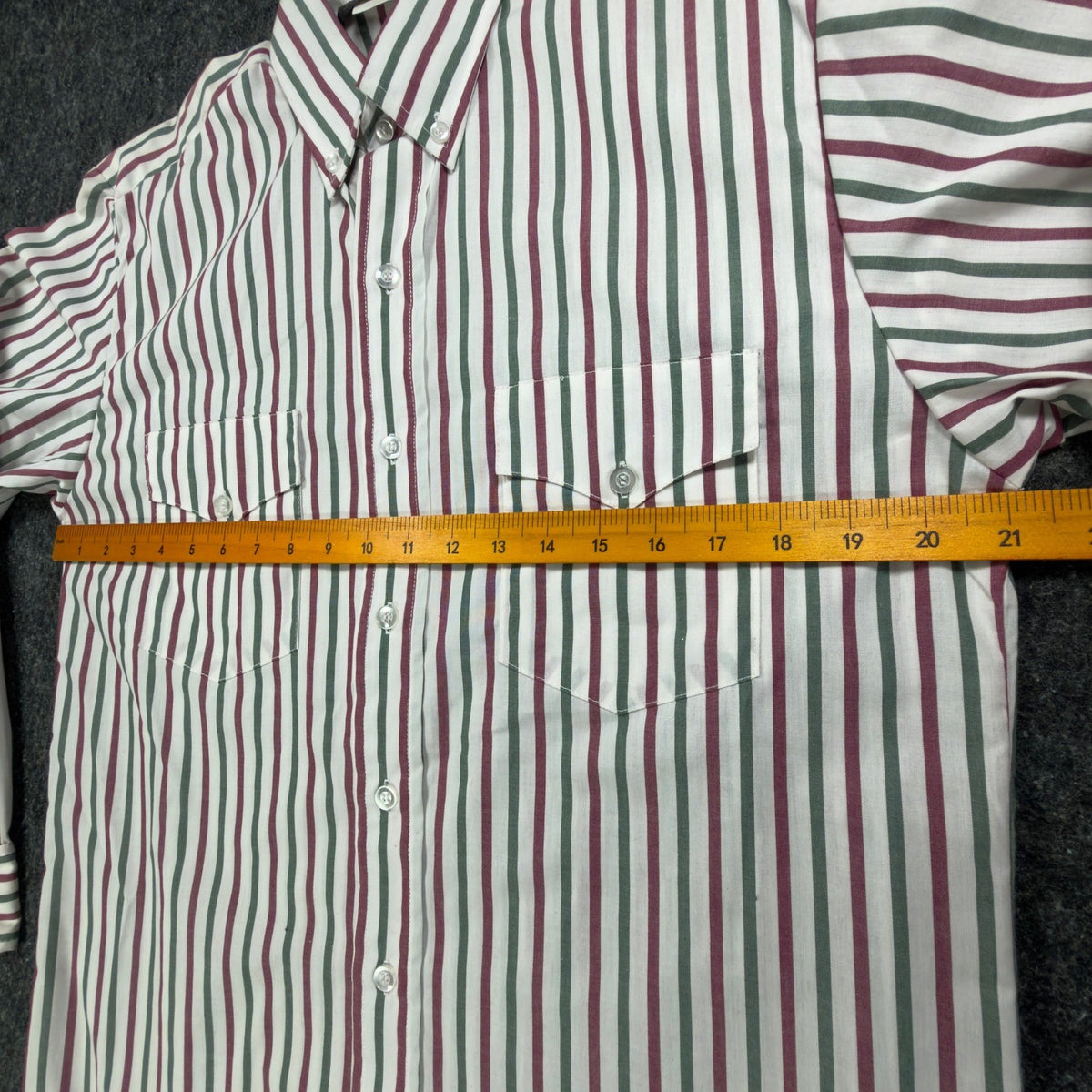 Caravan Vintage 90s Western Button Down Mens M Maroon Green Striped Shirt C430 - take2supply