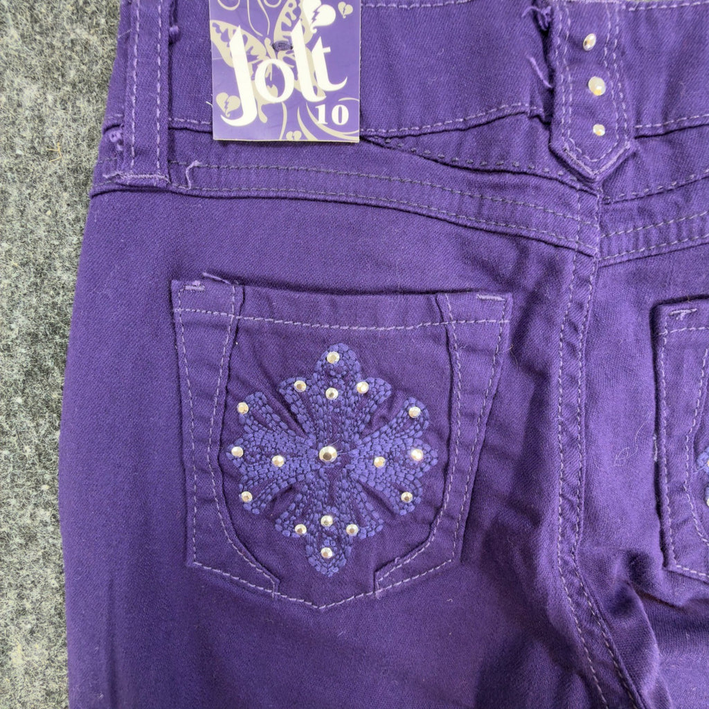 Jolt Y2K Skinny Jeans Girls Size 10 Purple Cotton Embellished NWT - take2supply