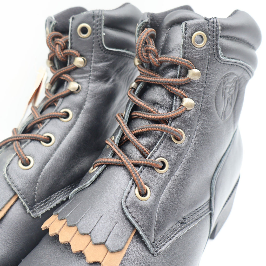 Saddle Brand Boots Womens 9 Black Leather Kiltie Lace Up Work Western 550 Y2K - take2supply