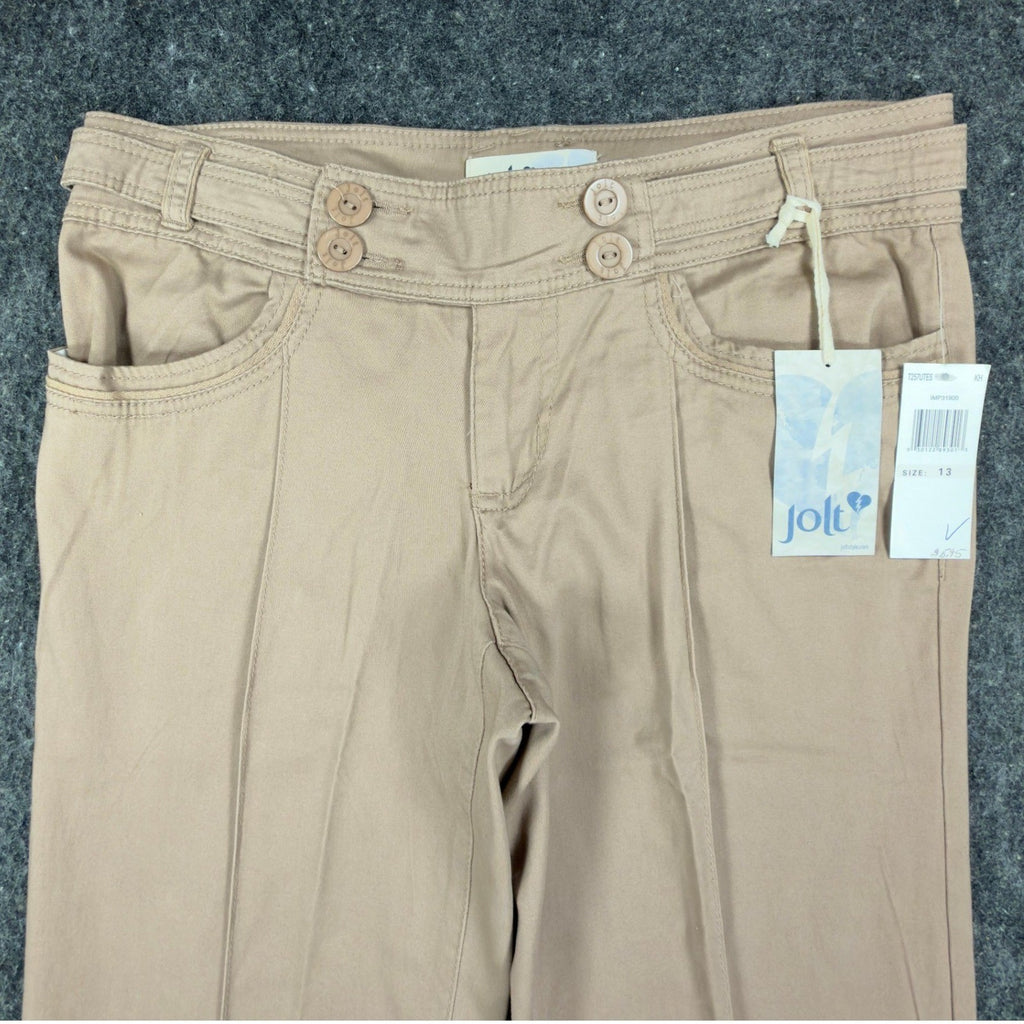 Jolt Y2K Flare Leg Trousers Juniors 13 Khaki Cotton Blend NWT - take2supply