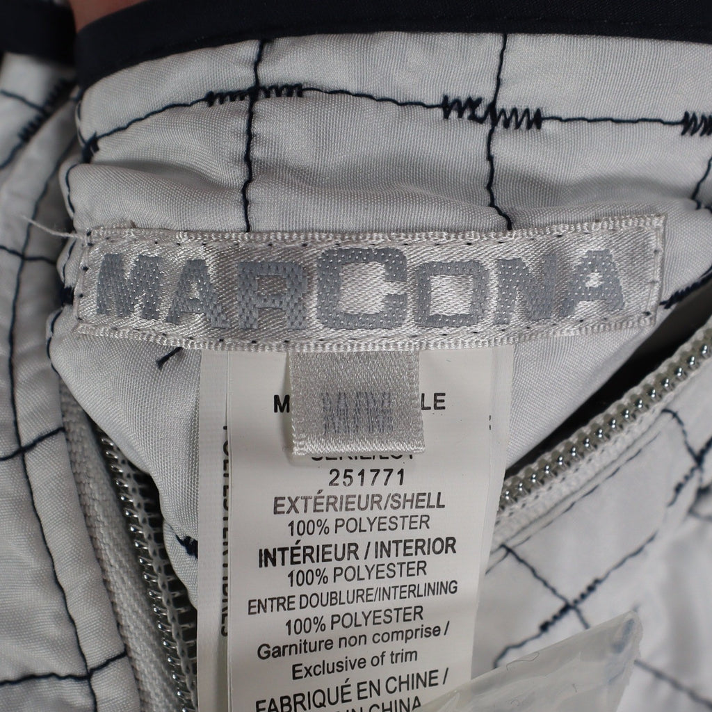 Marcona Reversible Quilted Jacket Womens Medium White Navy Grid Snap Front NWT - take2supply