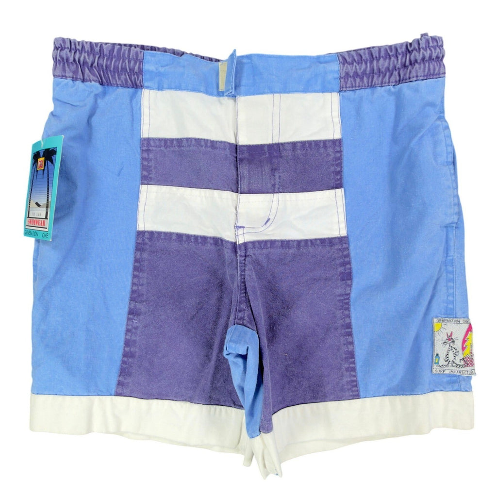 Generation One Vintage 90s Swim Trunks Boys L 14-16 Blue Cotton NWT - take2supply