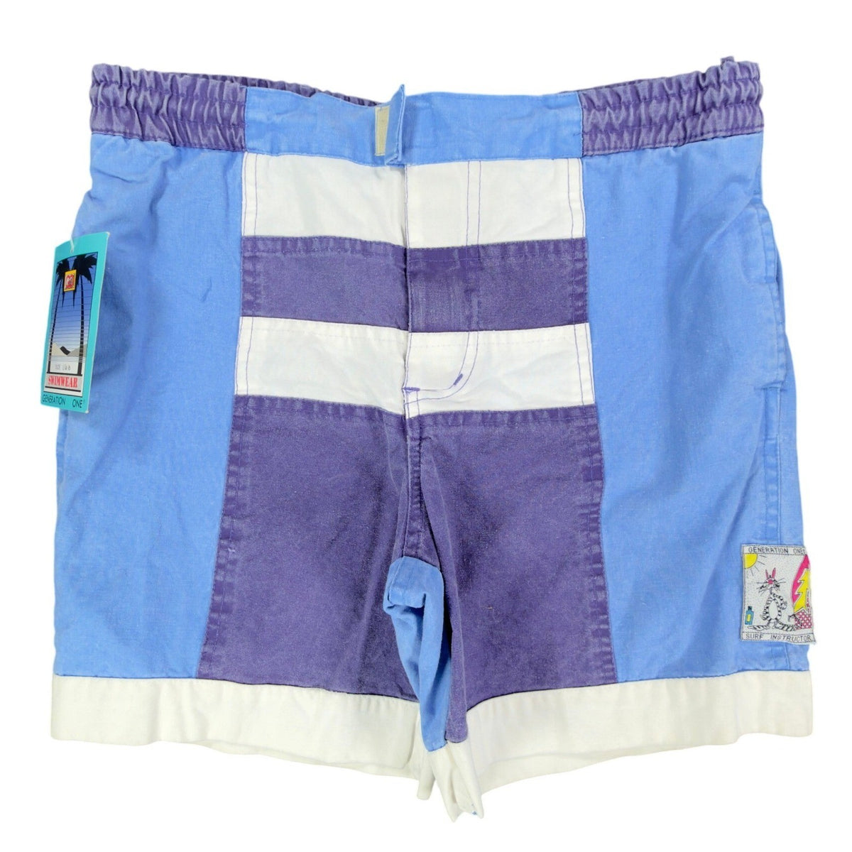 Generation One Vintage 90s Swim Trunks Boys L 14-16 Blue Cotton NWT - take2supply