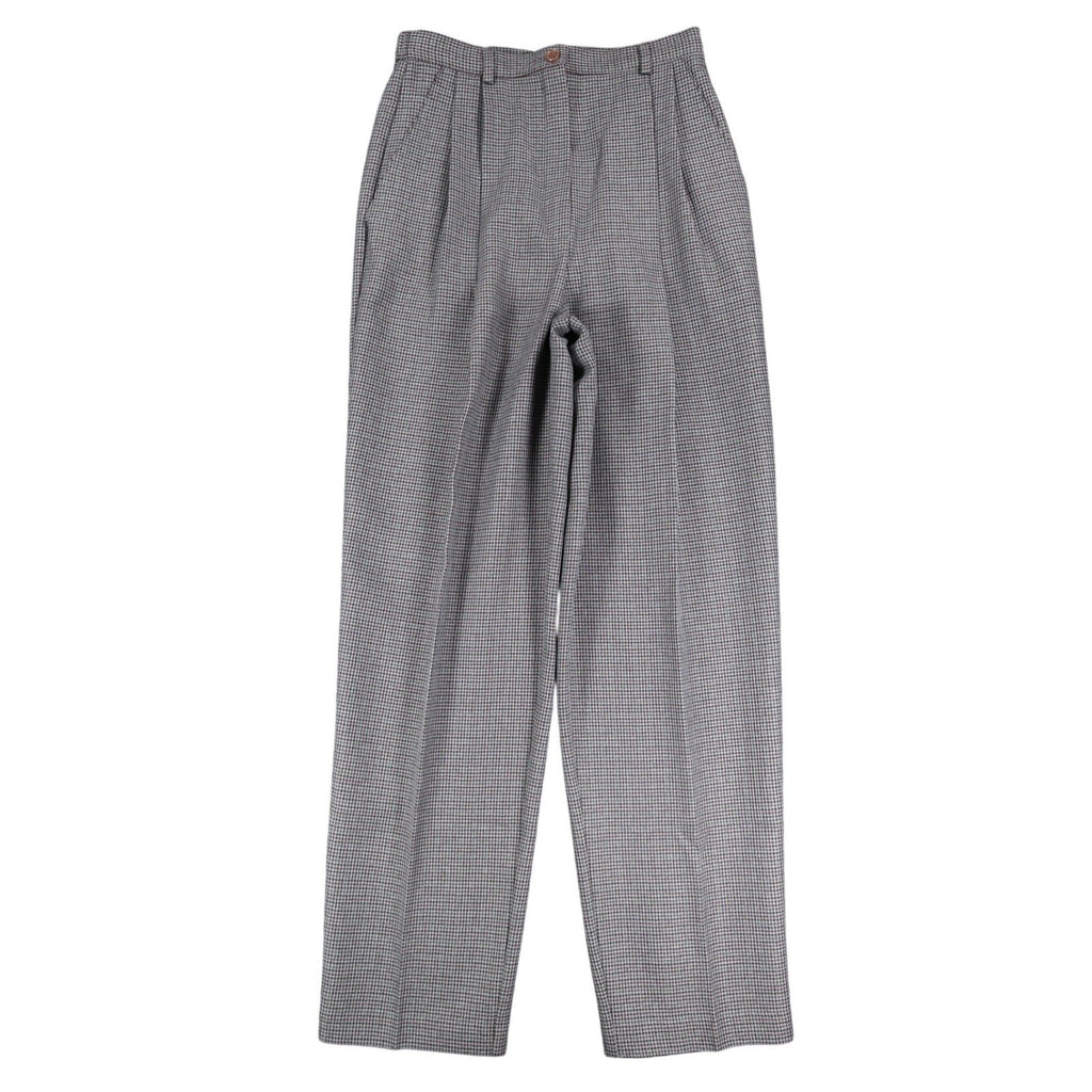 Southern Lady Plaid Dress Pants Womens 8 Vintage Grey Burgundy Pleated Trousers - take2supply