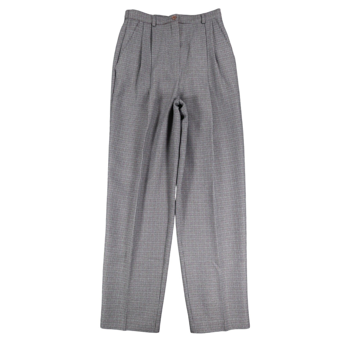 Southern Lady Plaid Dress Pants Womens 8 Vintage Grey Burgundy Pleated Trousers - take2supply