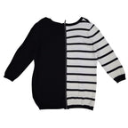 Lanalee Sweater Womens XL/1X Black White Striped Colorblock Back Zip Cotton Knit - take2supply