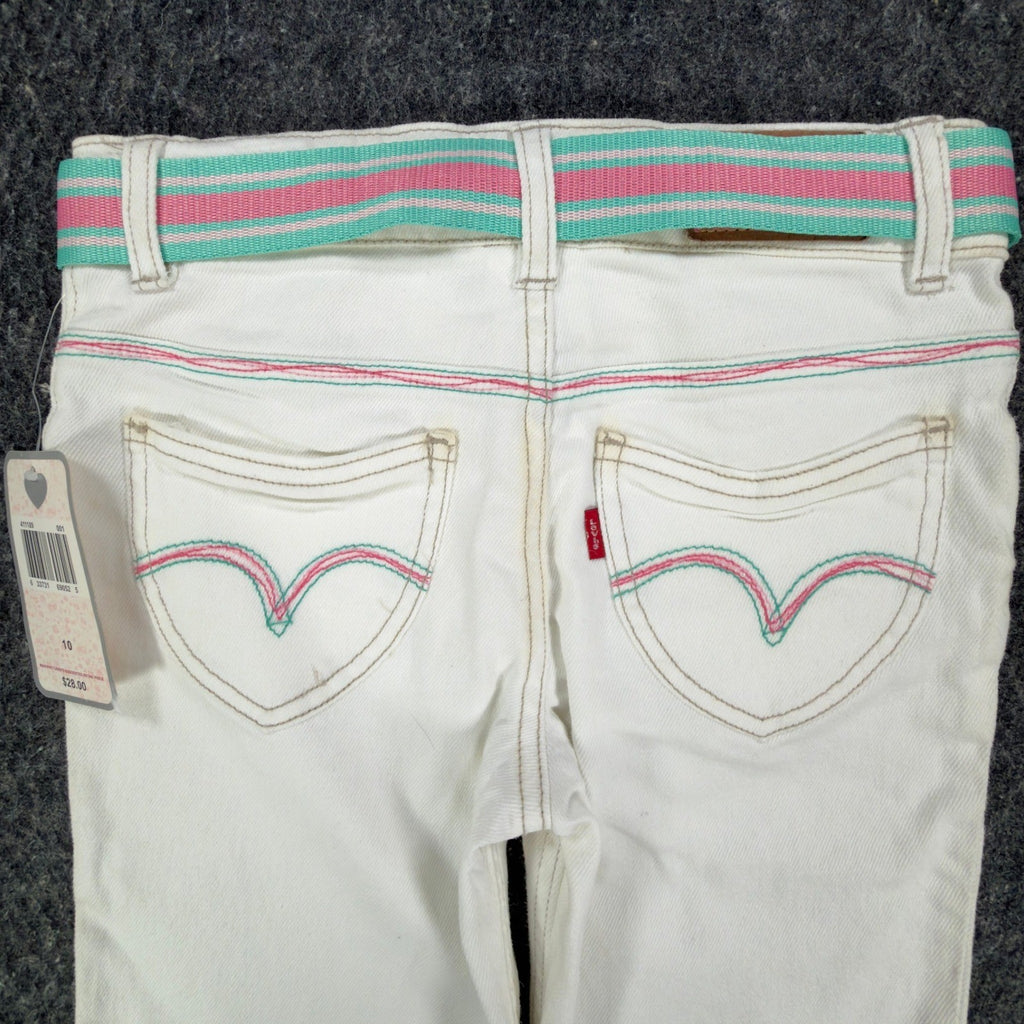 Levi's 2006 Y2K Bermuda Shorts Girls 10 White Denim NWT Belted C679 - take2supply
