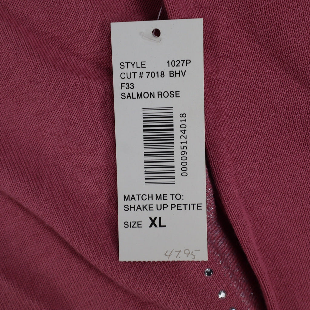 Southern Lady Petite PXL Pink Embellished Hooded Zip Cardigan Sweater NWT - take2supply