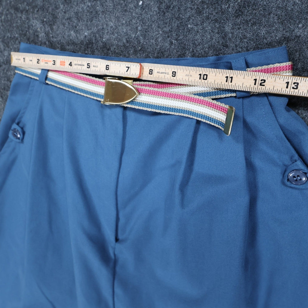 Jones Petites Skirt Womens 10 Blue Polyester Cotton A-Line Vintage Belted - take2supply