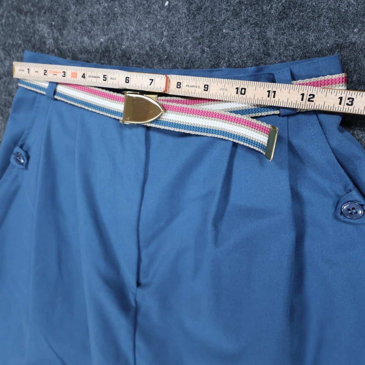 Jones Petites Skirt Womens 10 Blue Polyester Cotton A-Line Vintage Belted - take2supply
