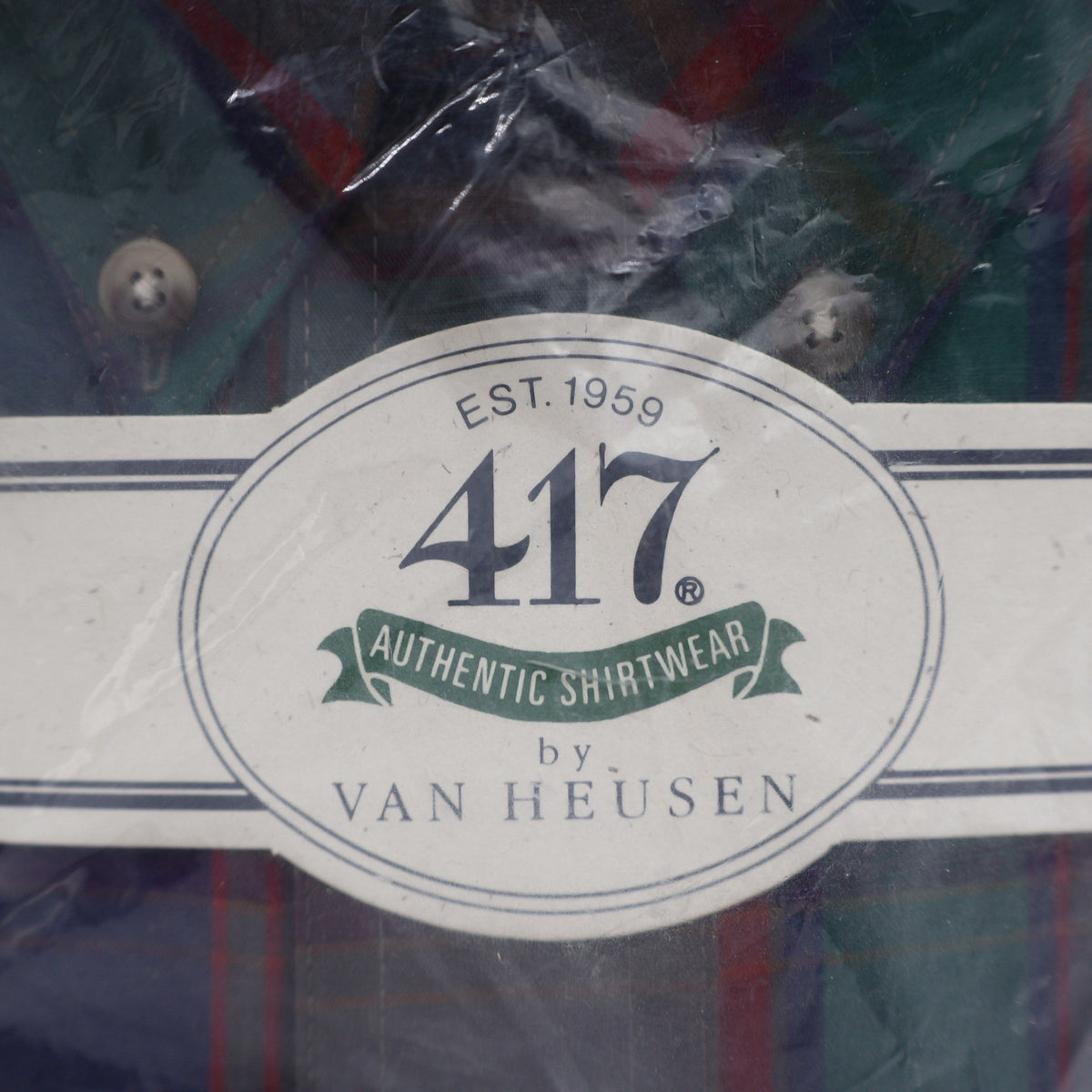 417 Van Heusen Shirt Mens XL Green Purple Red Plaid Cotton Blend New Packaged - take2supply