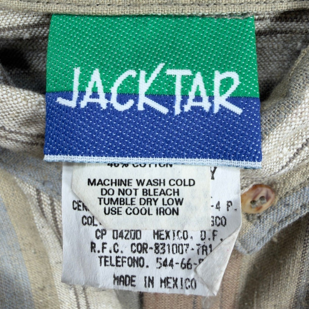 Jacktar Vintage 90s Stripe Shirt Boys 4 Tan Linen Cotton NWT - take2supply