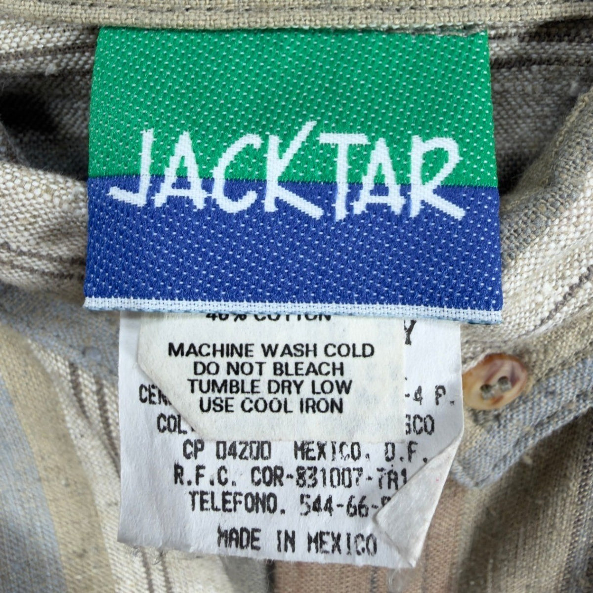 Jacktar Vintage 90s Stripe Shirt Boys 4 Tan Linen Cotton NWT - take2supply