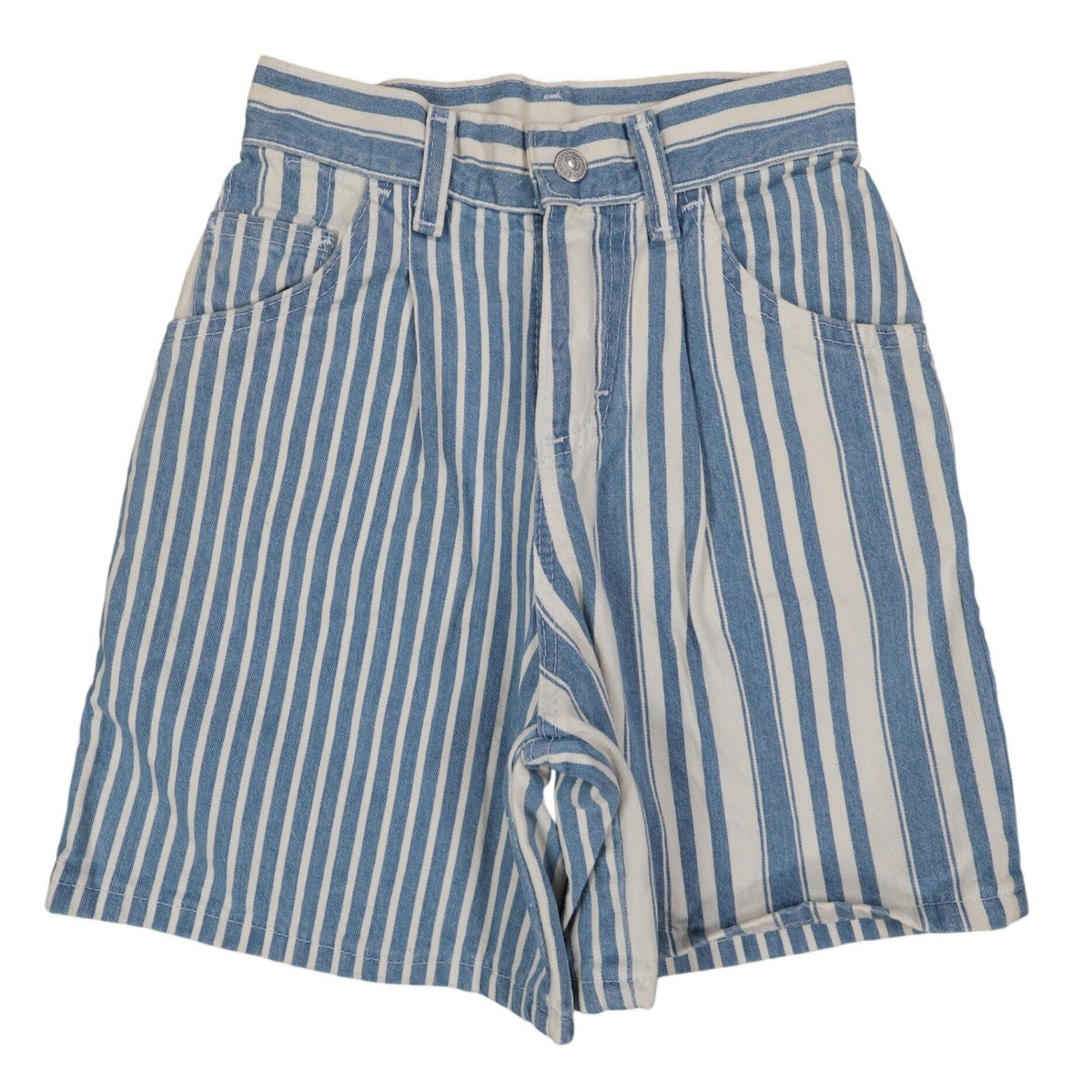 Lee Striped Denim Shorts Girls 8 Slim Vintage 90s USA Deadstock Blue White - take2supply