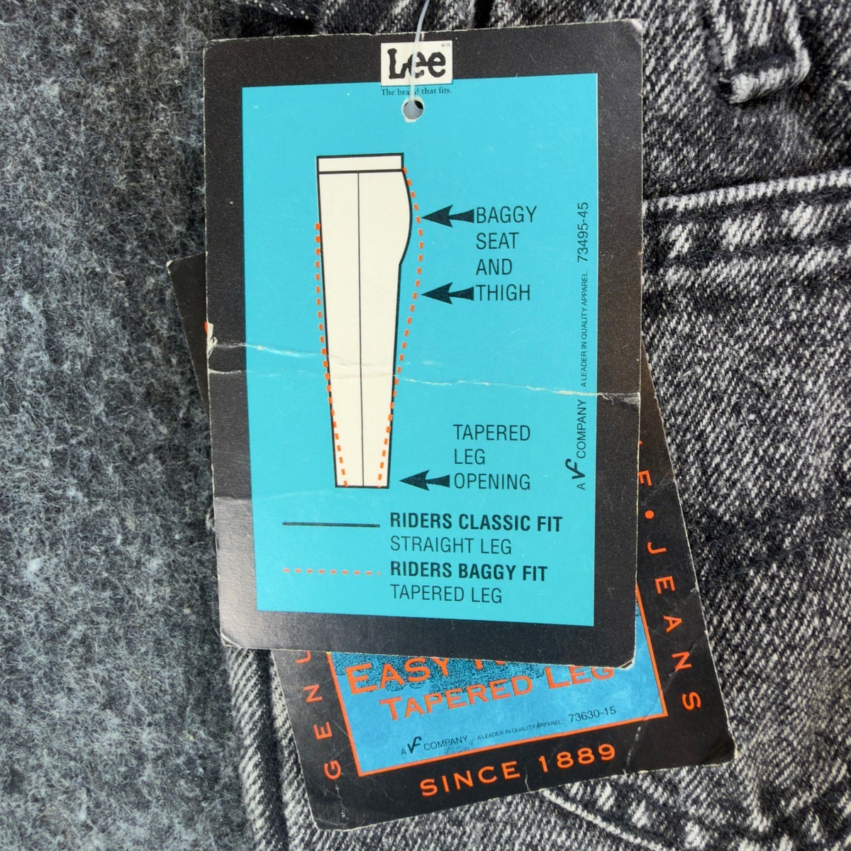 Lee Easy Riders Jeans Boys 6 Slim Black Acid Wash Baggy Tapered VTG 80s USA - take2supply